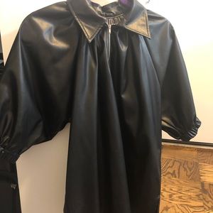 The Frankie Shop Leather Zip Up Blouse